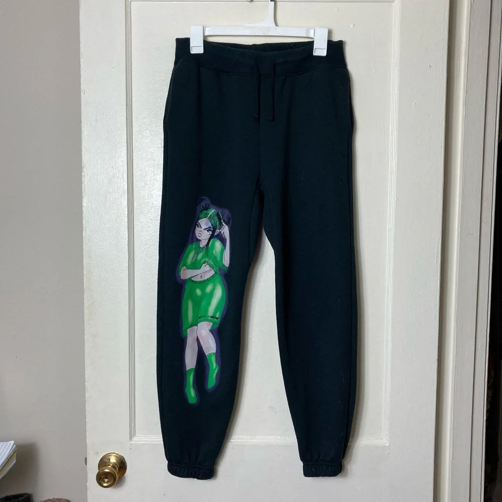 Billie Eilish x Soto Gang graphic print black jogger sweatpants unisex M rare